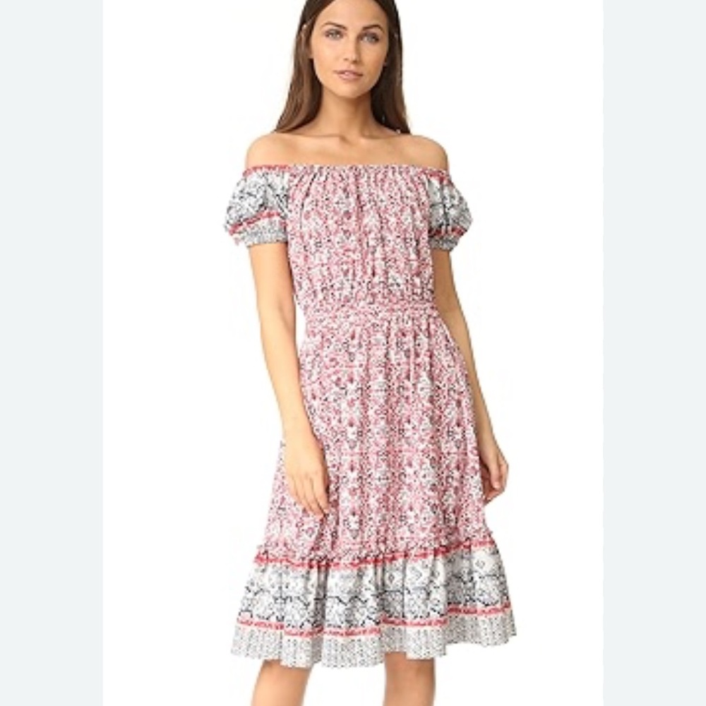 Misa Los Angeles navy and Pink Floral Midi Dress